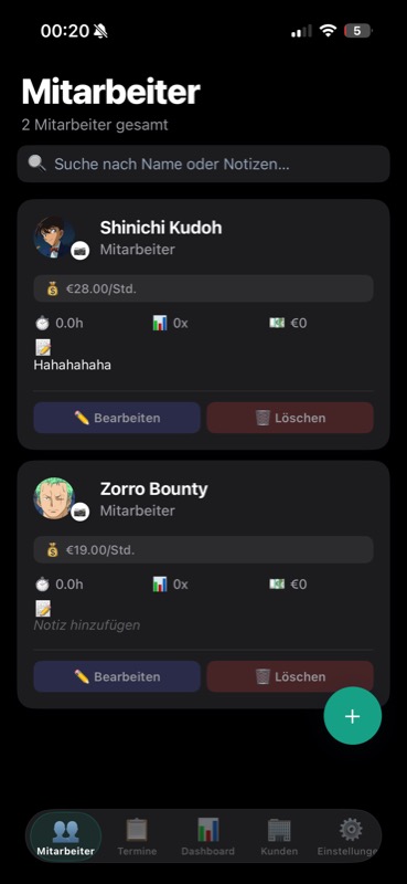 EarnTrack Mitarbeiter