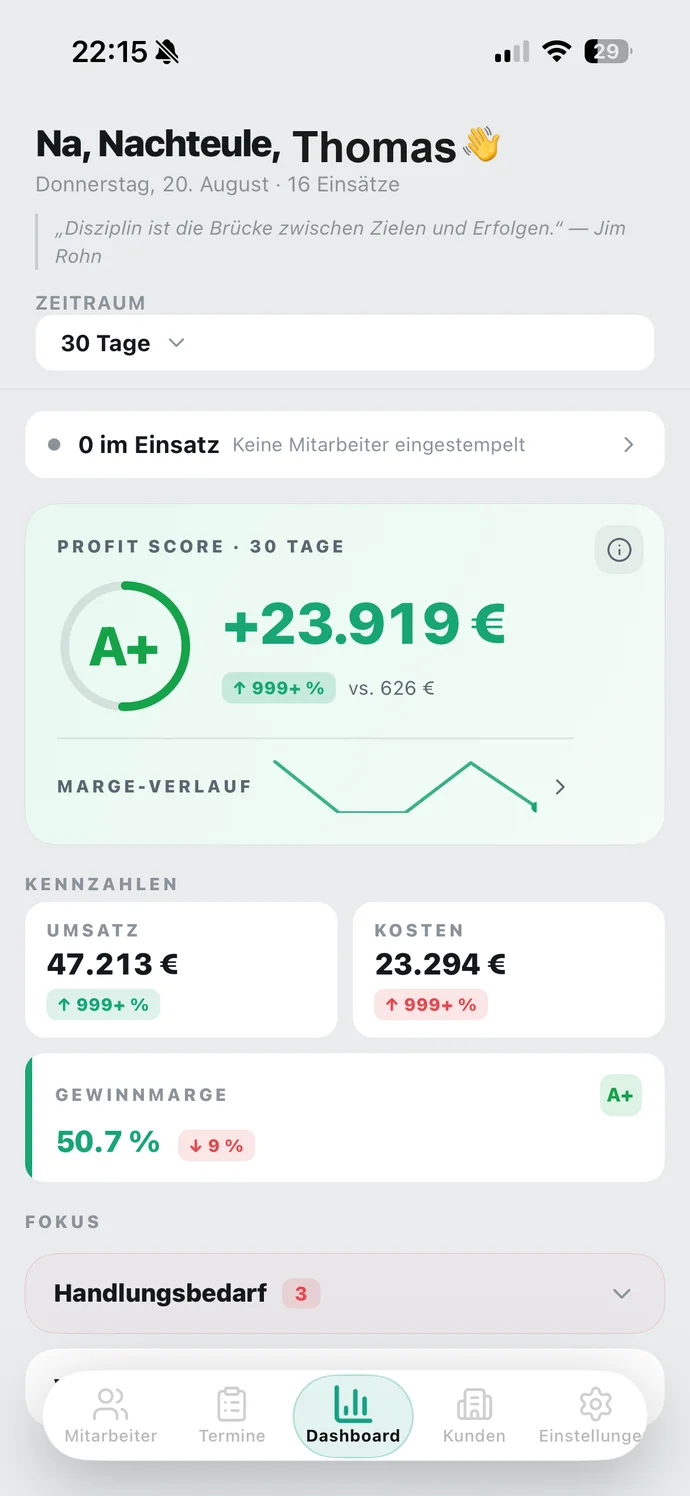 EarnTrack Mobile App auf dem iPhone